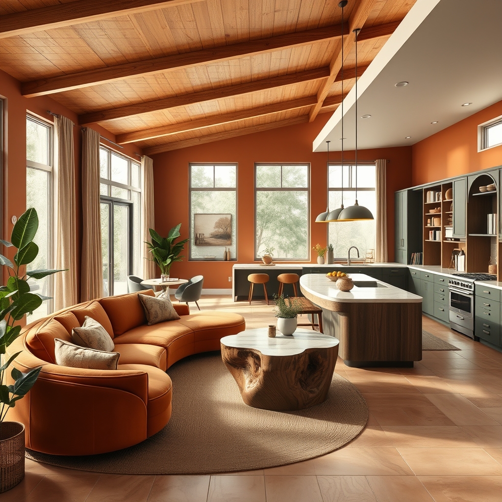 The Modern Home as a Sanctuary of Effortless Flow: How Curved Furniture, Kitchen Zoning, and Earthy Palettes Craft Dynamic Harmony