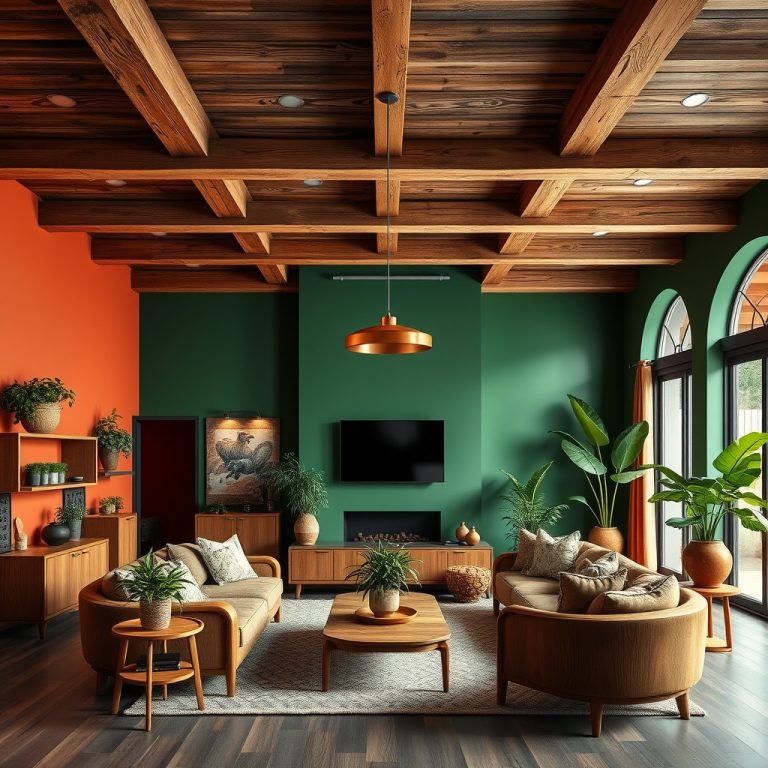 The Modern Home as a Sanctuary of Fluid Depth: How Colour Drenching, Aged Metals, and Wooden Ceilings Craft a Living Space That Feels Infinite