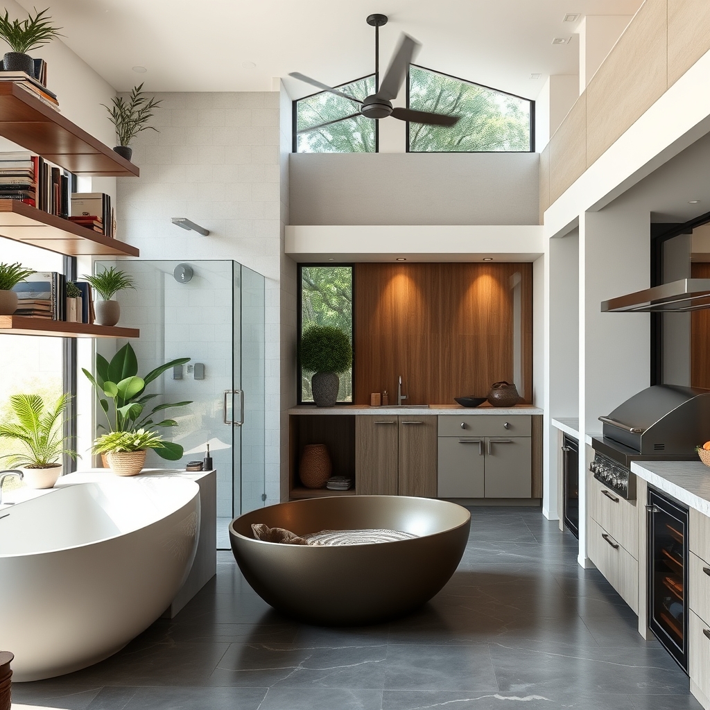 The Modern Home as a Sanctuary of Fluid Luxury: How Floating Shelves, Spa Bathrooms, and Outdoor Kitchens Craft a Seamless Living Experience